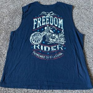 Freedom Rider Blue Sleeveless Shirt men’s preowned size large